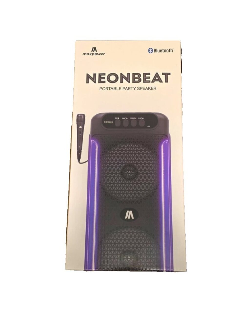 Maxpower Neonbeat Portable Party Speaker with Microphone and Bluetooth MPD428